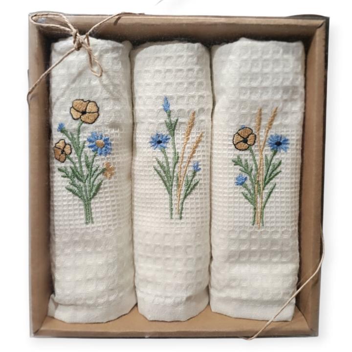 Набір кухонних рушників (Вишивка квіти, 40х60 3 шт)